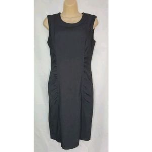 Calvin Klein Gray Front Back Ruched Sleeveless Dress Back Zipper and Slit Size 8